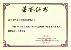 長(zhǎng)亮科技榮膺“2013年度金融行業(yè)十大信息技術(shù)服務(wù)龍頭企業(yè)”稱號(hào)
